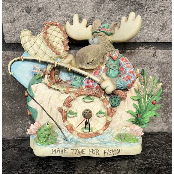 Enesco Moose Creek Crossing “Make Time for Fishin’” Hanging Wall Clock - Picture 2 of 3